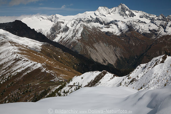 Ganot Blauspitze schwarzer Gipfel ber Kals-Matreier-Trlhaus unter Groglockner