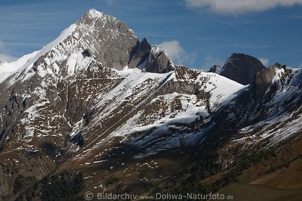 Kendlspitze felsiger Gipfel im Schnee 3088 m steile Berghnge
