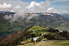 Schafberg-Alpenblick Berge Landschafsfoto Grnalm Htten in Sonne Wolkenstimmung