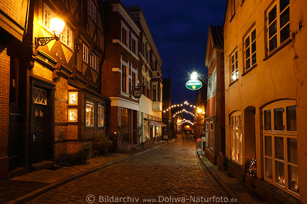 Lauenburg Altstadt Elbstrasse Nachtlichter