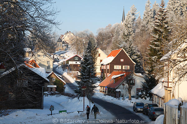 Schierke am Brocken Bergdorf Idylle Winterbild im Tal der Kalten Bode Natur Oberharzes