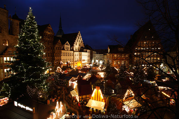 Hildesheimer Tannenbaum ber Weihnachtsmarkt Romantik Nachtlichter vom Altstadtmarkt