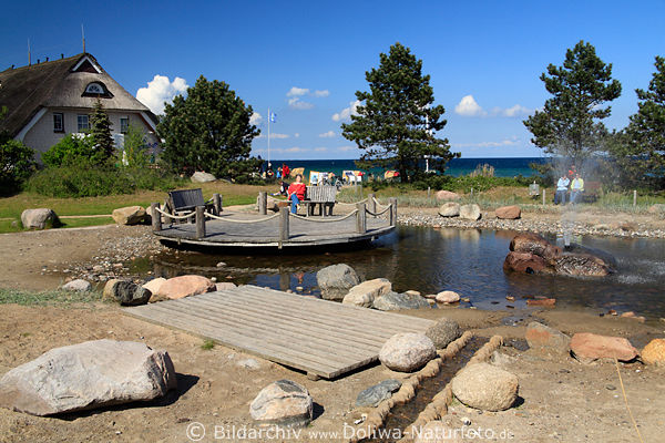 Dahme Bnke am Teich Feriengste am Wasser Ostseelandschaft an Seepromenade