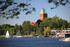 Ratzeburger See Dom Turm ber Wasser Boote Frhjahrsbild grne Ufer Urlaubsidyll Foto