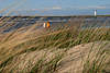 41997_Dnnen Gras in Wind Ostsee Sandstrand Swinemnde Leuchtturm Paar am Meerufer spazieren
