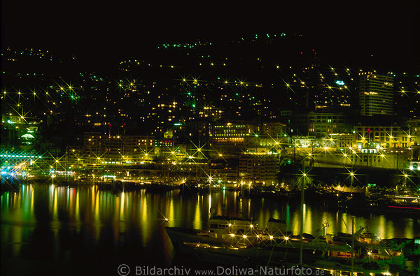 Sternenlichter von Monaco Hauptstadt Monte Carlo Nachtfoto Cote d'Azur Hafen Stadthuser
