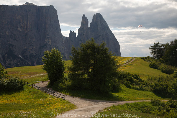 SeiserAlm Spitzbichl Paragliding +Wanderwege Dolomiten Naturpanorama