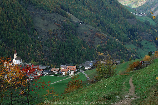 Schnals Bergtal Landschaft Bild Sdtirols Wanderweg mit Bergdrfer Katharinaberg & Karthaus
