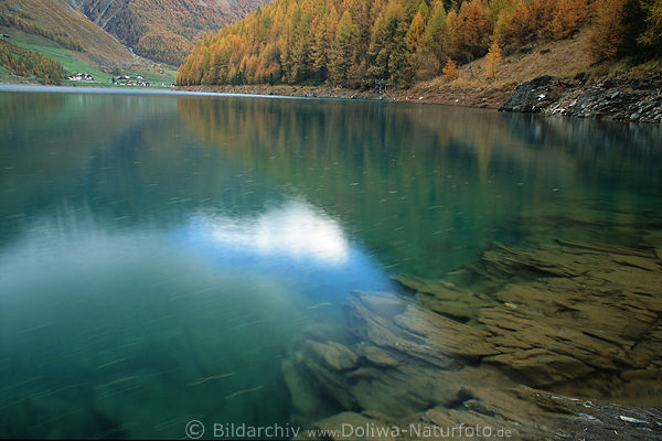 Schnals Vernagt Bergsee felsige Klippen im grnen Wasser Naturbild