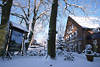 2002_Bispingen Winterbild an der Hauptkreuzung am Hotel Harmshof & Caf Kanne im Winter 2001/2002