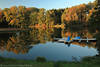 Brunausee Wassersteg Foto Herbstidyll Behringer See Landschaft Uferbume Bild