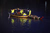 Marnenknig Foto im Netz umhllt wassern hinter Fischerboot auf Nikolaikensee gezogen