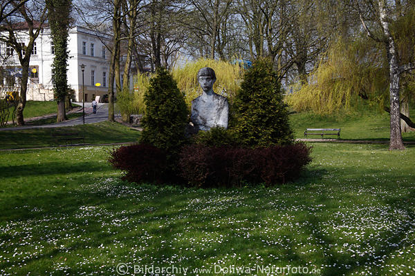 Misdroy Park Frhlingsblumen um Denkmal Foto unterhalb Seepromenade Bnke zum Verweilen
