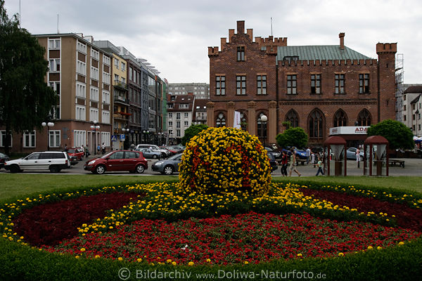 Kolberg hbsche Blumen-Dekoration der Innenstadt Foto Stadtzentrum Landschaftsbild