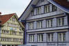 600751_ Appenzeller bunte gemusterte Huser Foto, Schweizer Stadt Architektur in Reisefhrer Reisefoto