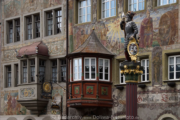 Stein am Rhein Mittelalter-Wandmalereien Hausverzierungen der Rheinkultur