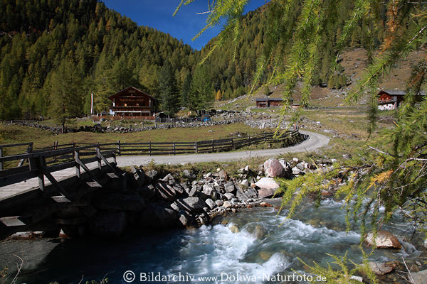 Patscher-Alm Schwarzach Wasser-Bachbrcke Berghtten Naturidyll Landschaft mit Alpengasthof Patsch