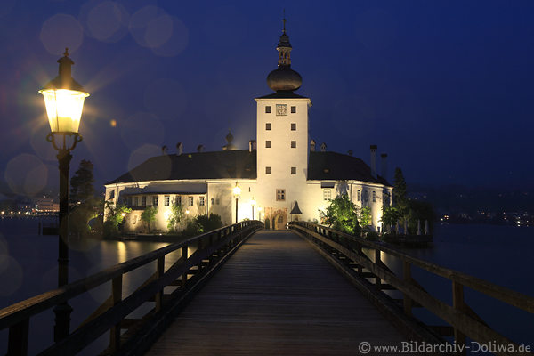Seeschloss Orth Traunsee Inselbrcke Nachtromantik