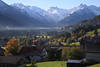 Allguer Alpengipfel in Schnee Bergpanorama ber Illertal in Morgennebel