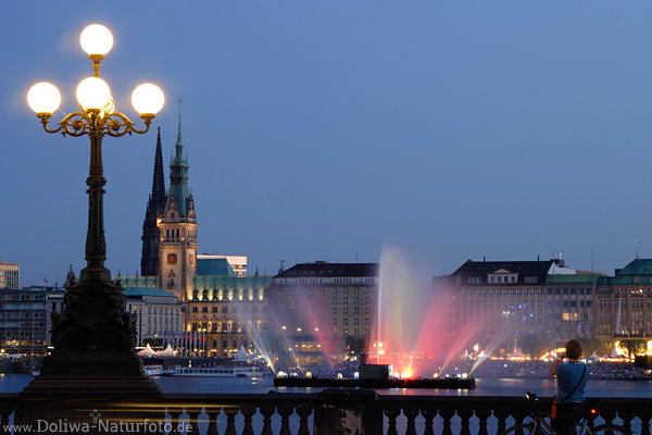 Hamburg Wasserlichtspiele City-Blick von Lombardsbrcke Laterne