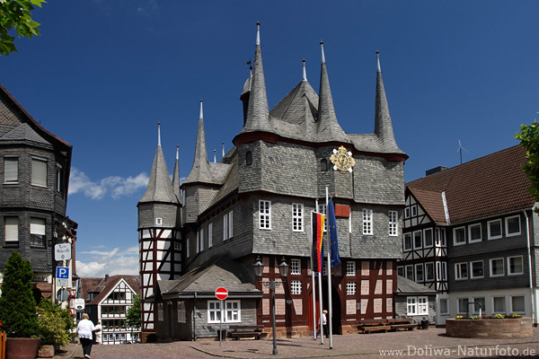 Frankenberg historisches Rathaus Altstadt schnstes Fachwerkbau Wahrzeichen Foto