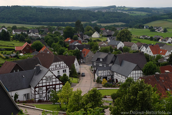 Mnchhausen Dorf Fachwerkhuser in Hessen Naturidylle Foto von oben