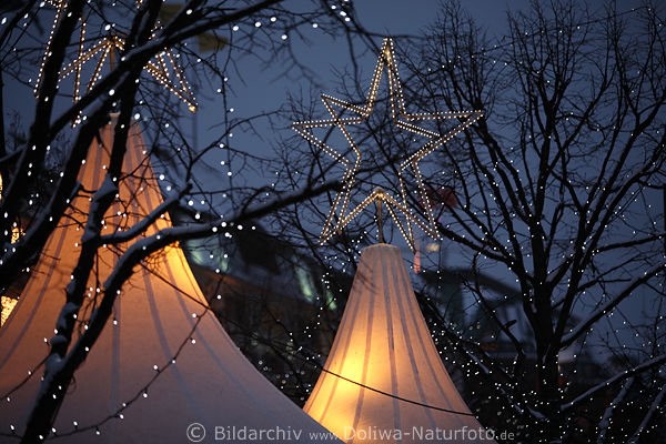 Lichtsterne Pagoden Zeltspitzen am Himmel Adventszauber Weihnachtsschmuck Lichterketten