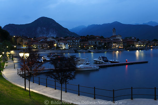 Baveno Nacht Landschaft Lago Maggiore Wasser Bergkste Piemont Ferienort