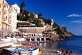Sestri Levante Foto Badebucht Urlaub am Strand Italien Reise in Sonne Caf am Meer
