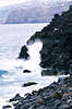 Angler an Felsen vor Meerwellen Wassergischt Insel Teneriffa Kste
