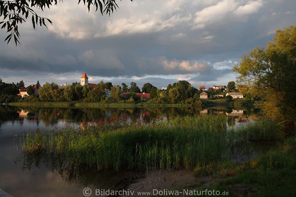 Solajken Suleyken Seeufer in Masuren Landschaft Schwentainen Abendstimmung am Wasser