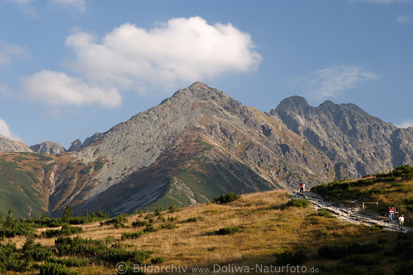 Tatra Bergkulisse Landschaft Gelbe Turnia Gipfel Bild Wanderweg mit Touristen