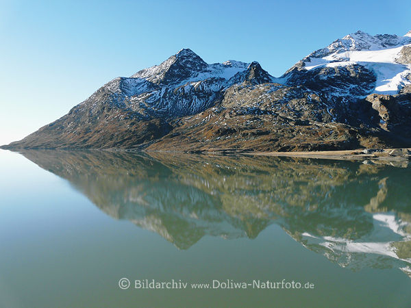 Lago Bianco rocks Alp-lake mountain-world water-reflection Switzerland Engiadina
