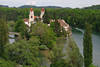 Wasserschleife um Klosterinsel Rheinau grne Uferbume Flusslandschaft Naturfoto