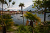 906117_ Ascona Bucht am Lago Maggiore Blick ber Palmen Foto in Berglandschaft Tessins, Ticino Kurort